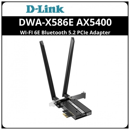 D-Link (DWA-X586E) AX5400 WI-FI 6E Bluetooth 5.2 PCIe Adapter รองรับความเร็วสูงสุดถึง 2400Mbps ที่คล