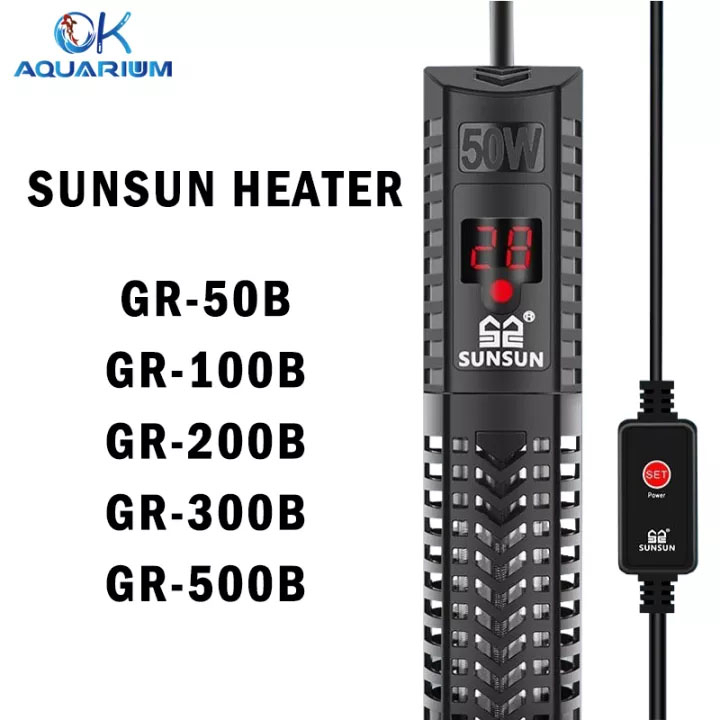 ฮีลเตอร์ SUNSUN รุ่น GR-50B/GR-100B/GR-200B/GR-300B/GR-500B เครื่องปรับอุณหภูมิ พร้อมปลอกกันกระแทก