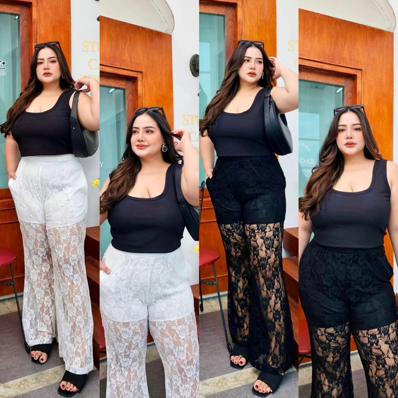 ✅เข้าเพิ่ม พร้อมส่งค่า/PF/ กางเกงสาวอวบ ผ้าลูกไม้ ทรงขาม้า แฟชั่นสาวอวบ เสื้อผ้าพลัสไซส์ สาวอวบอ้วน 