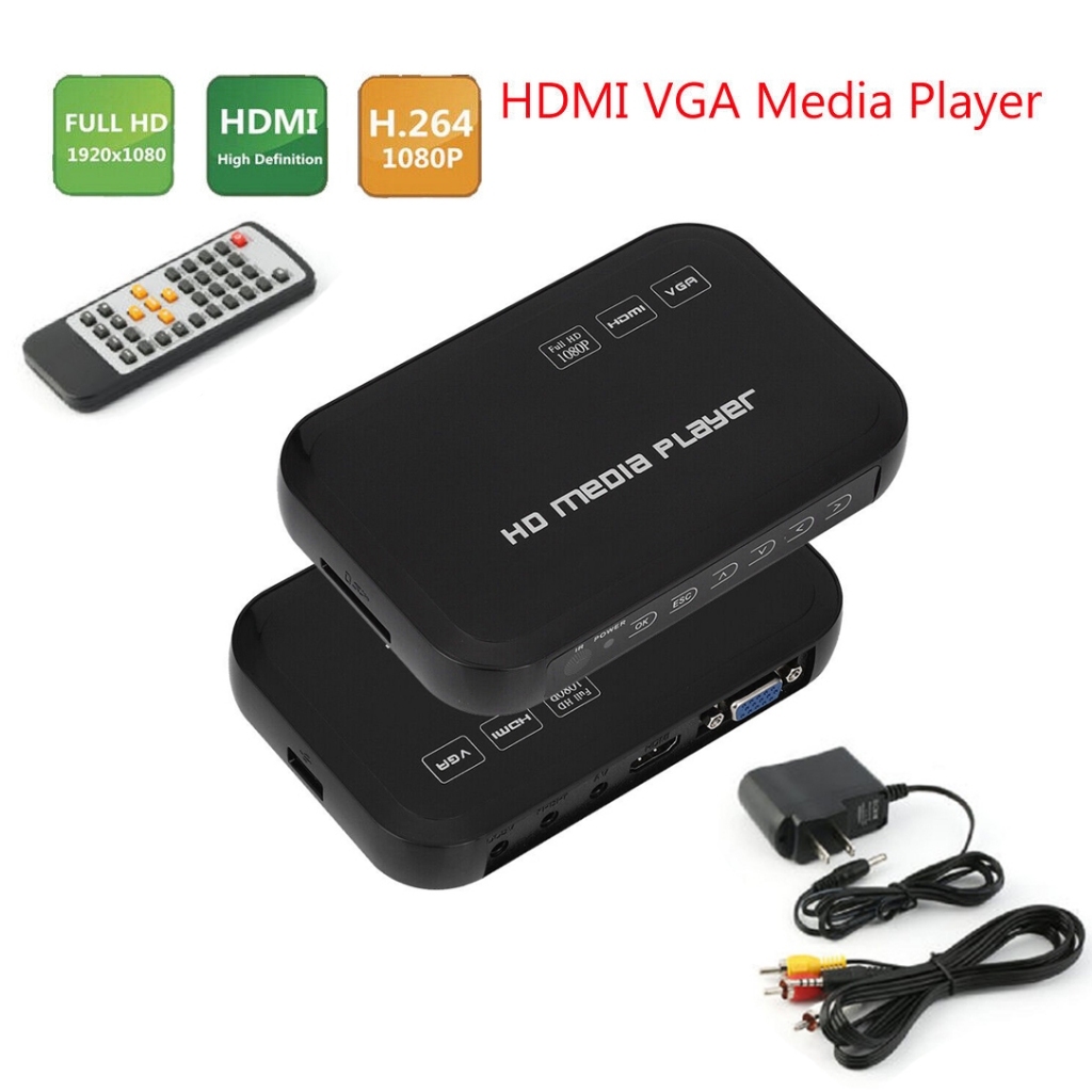 Mini Media Player 1080P Full HD HDMI/USB/AV/VGA เครื่องเล่น HD Player