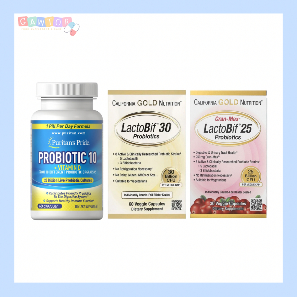 Probiotic ( โพรไบโอติก ) ชนิดเม็ด ช่วยระบบขับถ่าย LactoBif 5, 30, CranMax, Puritan 10, California