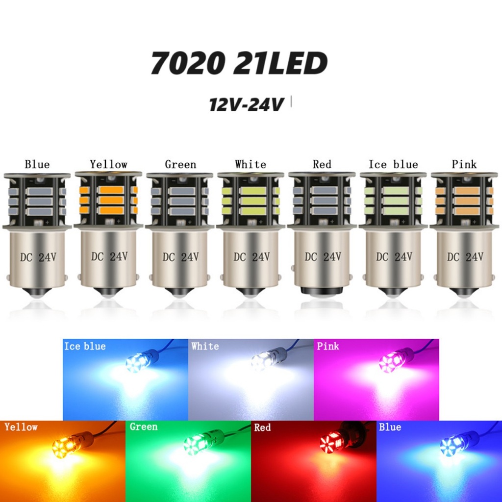 ไฟเลี้ยว ไฟท้าย รถยนต์ รถใหญ่ หกล้อรถ 12V-24v ขั้วกลม1จุด2จุด 1156 1157 7020 21led 1คู่ CAR