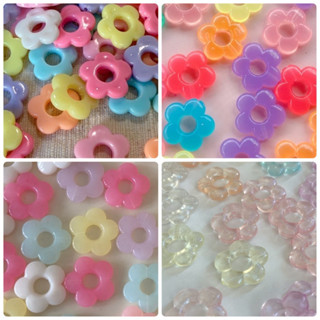 (A018)ลูกปัดดอกไม้มีรู  ลูกปัดตกแต่งdiy