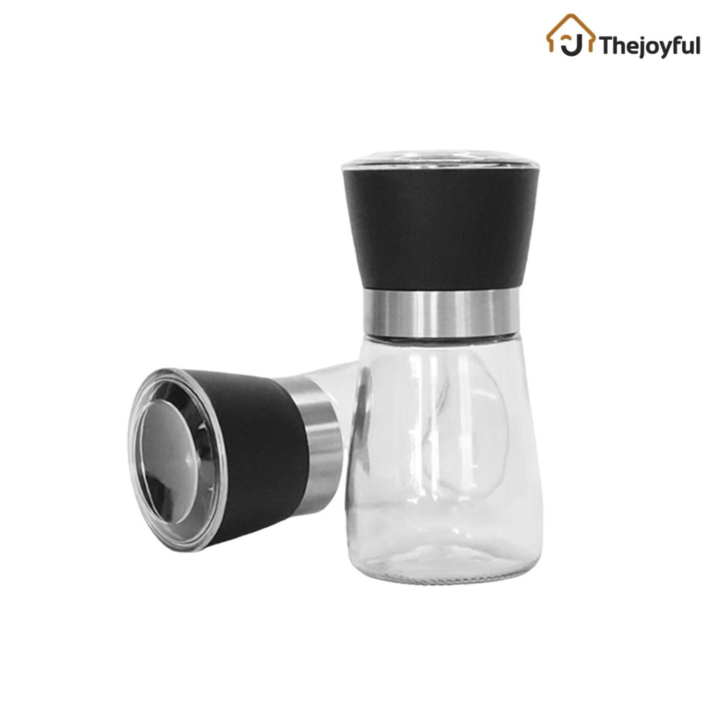 Thejoyful กระปุกบดพริกไทย ขวดแก้ว เครื่องบดพริกไทยดำมือ pepper grinder bottle