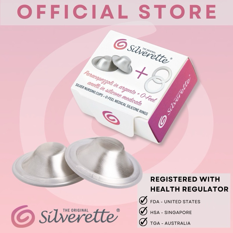 Silverette Nursing Cups + O-Feel Ring ถ้วยเงิน ป้องกันหัวนมแตก บำรุงหัวนม นมแม่หลังคลอด
