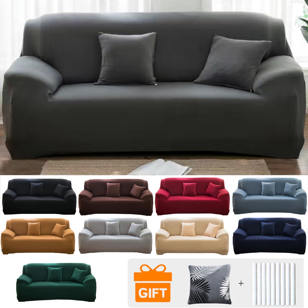 ผ้าคลุมโซฟา l/2/3 ที่นั่ง ผ้าคลุมโซฟาสีทึบ Sofa Cover ทำความสะอาดและล้างง่าย แบบยืดหยุ่น สากล พร้อมส่ง