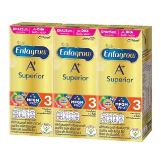 Enfagrow A+ Suprerior UHT 180ml.เอนฟาโกร ยูเอชที สูตร 3 ขนาด 180มล.*3*8 รสจืด **ขายยกลัง 24 กล่อง**