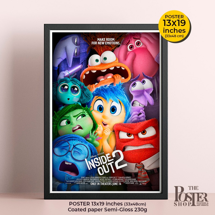 Inside Out 2 Posters โปสเตอร์ภาพยนตร์แอนิเมชั่น มหัศจรรย์อารมณ์อลเวง 2 ภาพขนาด 13x19 นิ้ว ไม่มีกรอบ