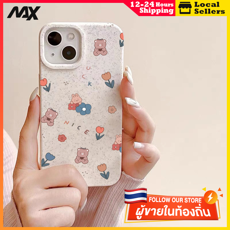 เคสไอโฟน11 เคสโทรศัพท์มือถือแบบนิ่ม กันกระแทก หมีน้อย for IPhone 13 15 7Plus 14 12 11 Pro MAX 8 6 7 6S Plus X XR XS