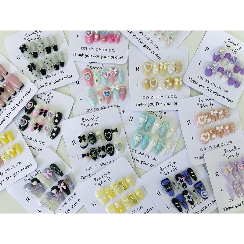 พร้อมส่ง เล็บปลอมสำเร็จรูป งานเล็บเจล ติดอะไหล่ ฟิลคุณหนู (Size : S /M) / แถมฟรีกาวและตะไบทุกชิ้น