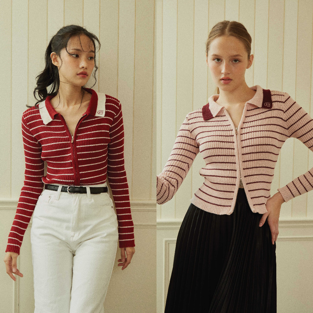 Cookie Knit Long Sleeve เสื้อไหมพรมแขนยาวทอลายเส้น มีซิปหน้า