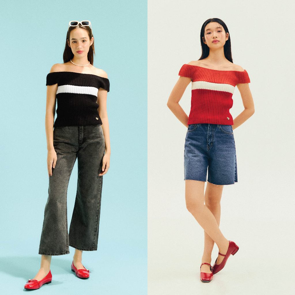 Babe Off-Shoulder เสื้อไหมพรมถักทรงเปิดไหล่