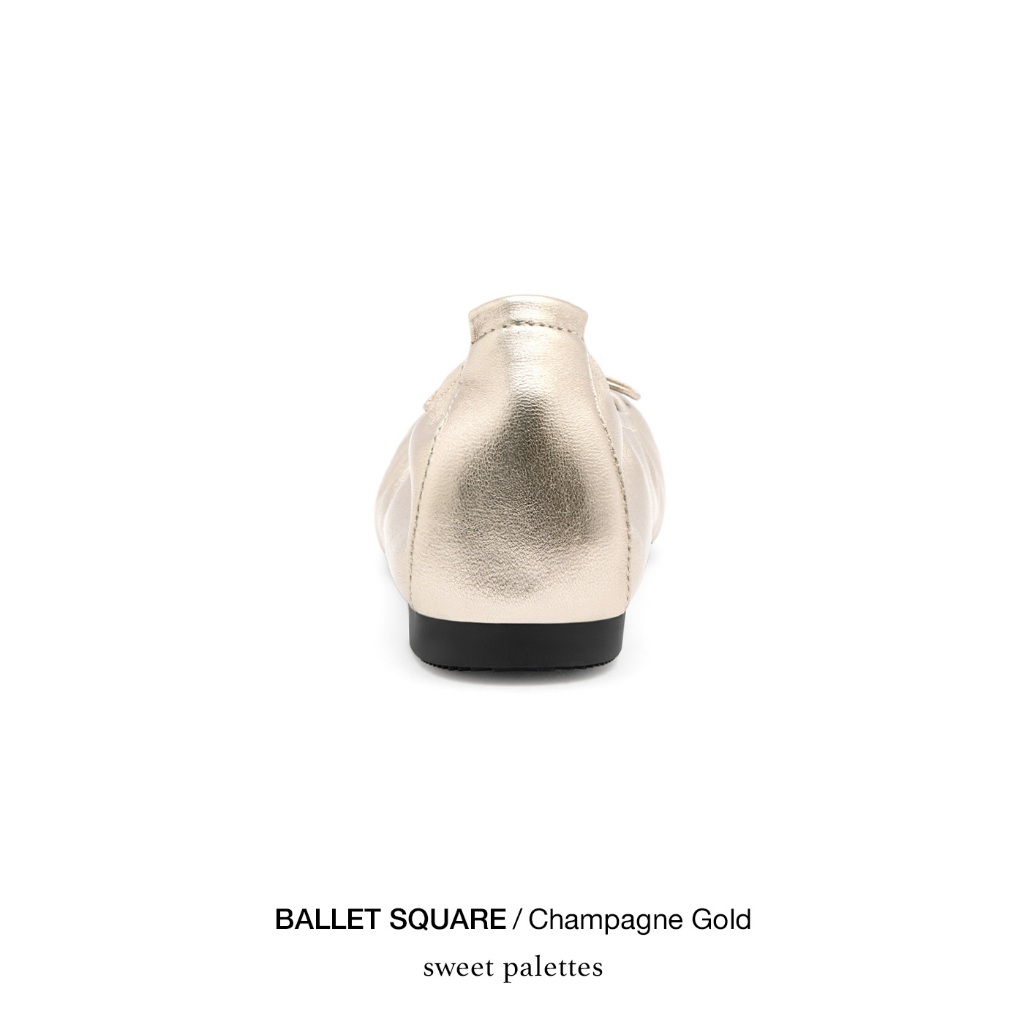 Sweet Palettes รองเท้าหนังแกะ Ballet Square Champagne Gold