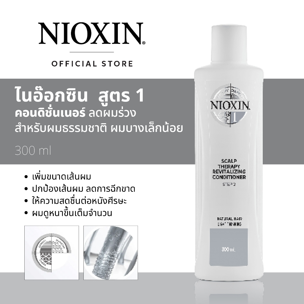 NIOXIN CONDITIONER SYSTEM 1 ANTI-HAIR LOSS 300ML ไนอ๊อกซิน คอนดิชั่นเนอร์ สูตร1 สำหรับผมธรรมชาติ ผมบางเล็กน้อย 300มล.