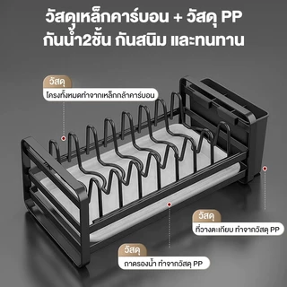 RVI ที่วางจานชาม ที่คว่ำจานมินิมอล ของใช้ในครัว🍶 ที่คว่ำจาน 2 ชั้น ที่คว่ำจานพร้อมถาดรอง