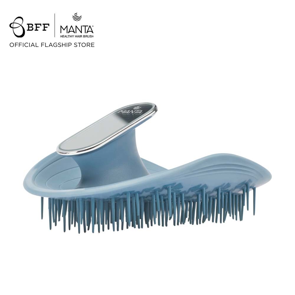 Manta - Mirror Blue Healthy Hair Brush (หวีสระผม, หวี, หวีนวด, หวีสำหรับผมร่วง, หวีถนอมหนังศีรษะ, ผมร่วง)