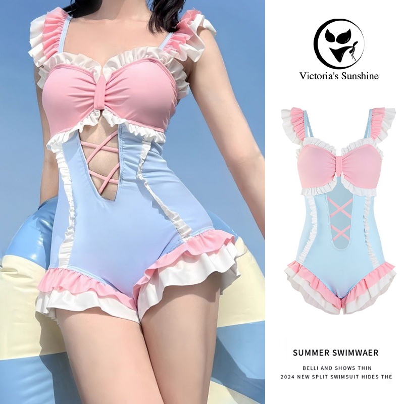 Victoria's Sunshineชุดว่ายน้ำหญิง วันพีช โดปามีนสีน่ารัก มีฟองน้ำ รุ่นใหม่ ไลฟ์สดลด50%#0314
