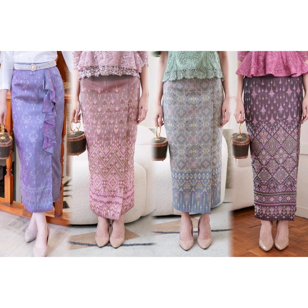 รวมแบบผ้าถุงขายดี ผ้าถุงลายแพรวากาฬสินธุ์ ทอลายยกดอก ทอเครื่องตัดสำเร็จ อัดกาวอย่างดี (A1-A8)