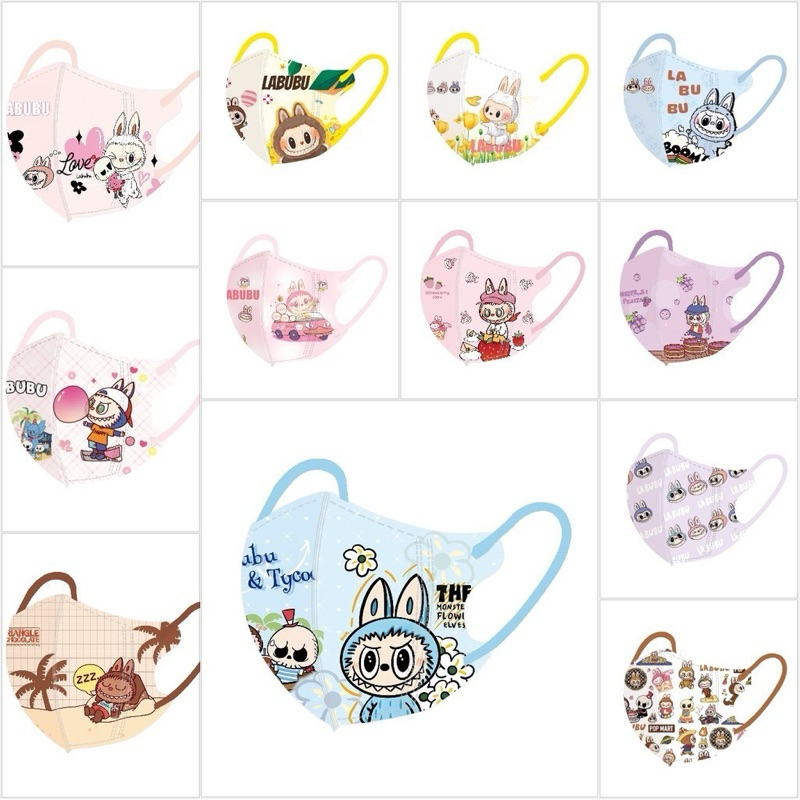 ผู้ใหญ่ 10 ชิ น Labubu Face Mask, การ ตูนพิมพ Labubu Face Cover, แบบพกพา Anti-UV กลางแจ ง Face Shield Breathable Labubu
