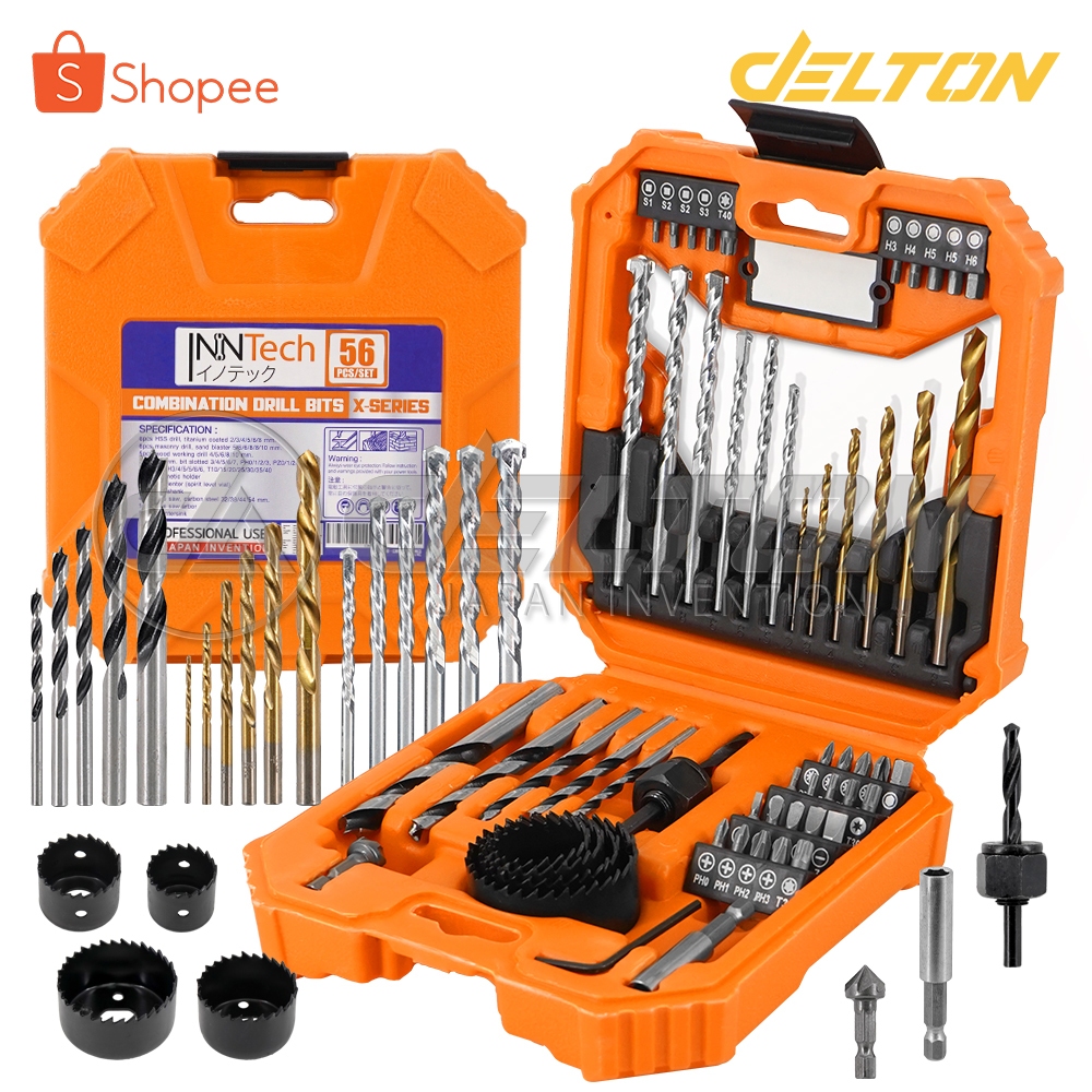InnTech ชุดดอกสว่าน เจาะปูน / ไม้ / เหล็ก โฮลซอ 56 ชิ้น X-SERIES รุ่น CDB-56X ดอกไขควง CDB-56X-SERIE
