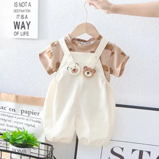 Babyonline(Y349)L2M4 (ส่งด่วน1วัน)ชุดเอี๊ยม2ชิ้นแบบกางเกงขาสั้นและแบบกระโปรงสำหรับเด็กผู้ชายและเด็กผู้หญิง ผ้าฝ้าย นิ่ม