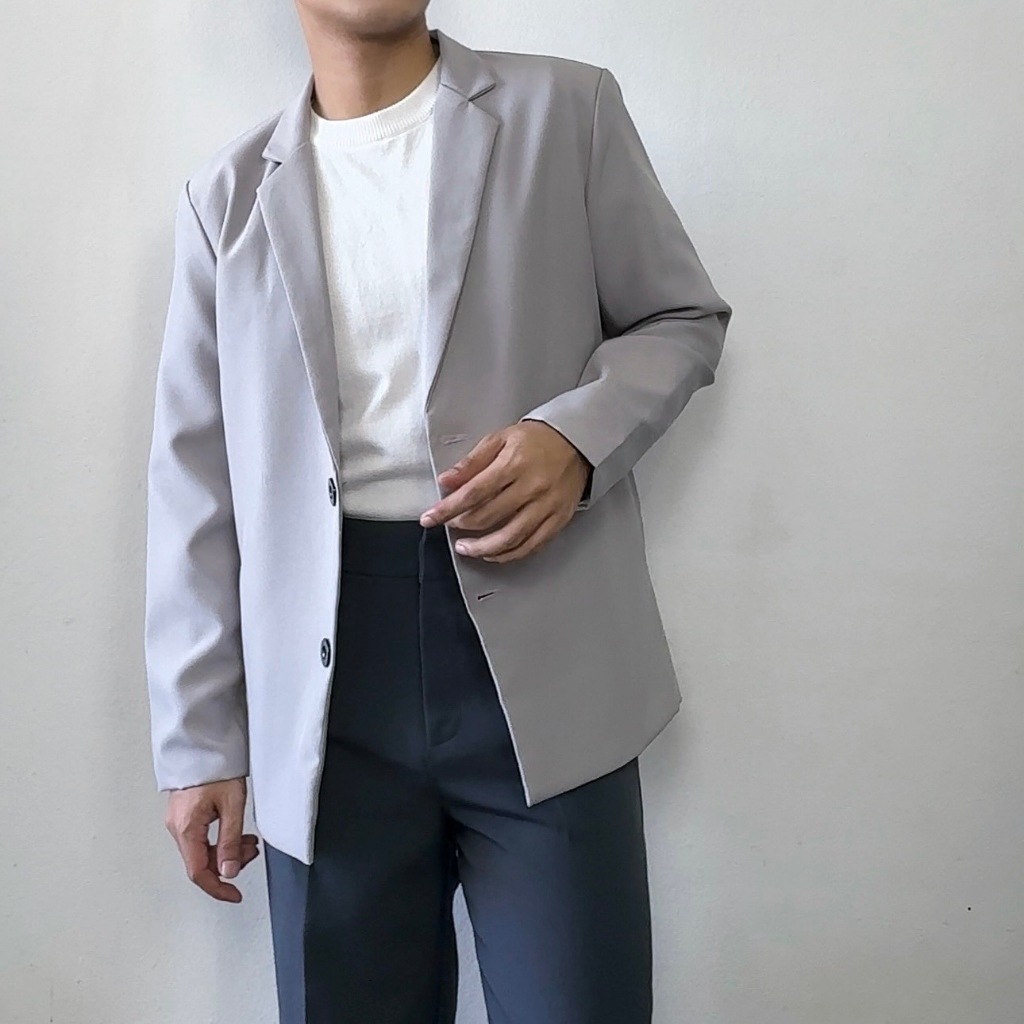 Blazer เบลเซอร์ผู้ชาย (สีเทา) สไตล์มินิมอล ชุดออกงาน