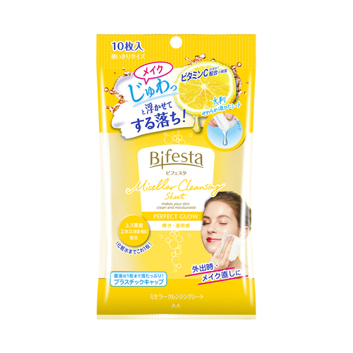 bifesta Micellar Cleansing Sheet perfect glow 10แผ่น