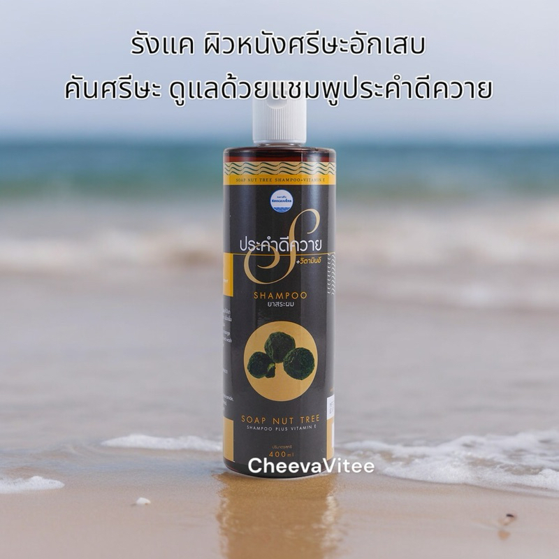 แชมพู ประคำดีควาย ดูแลปัญหาสุขภาพศรีษะ คัน รังแค สะเก็ด ขนาด 400 มล (1 ขวด)