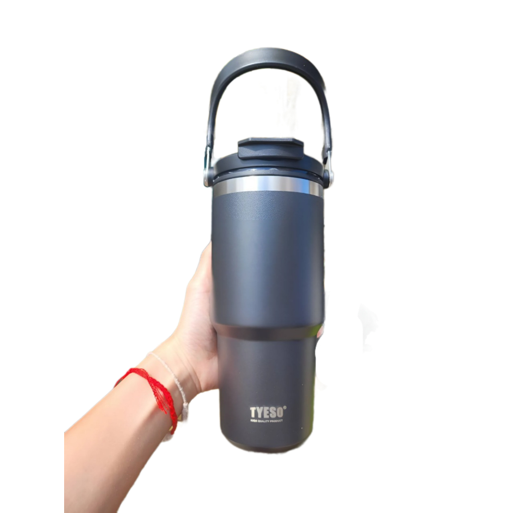 [เลเซอร์1ด้าน] แก้วเก็บอุณหภูมิร้อน/เย็น Tyeso 750 ml มีหูหิ้วและหลอดในตัว เลเซอตามแบบตามใจลูกค้า