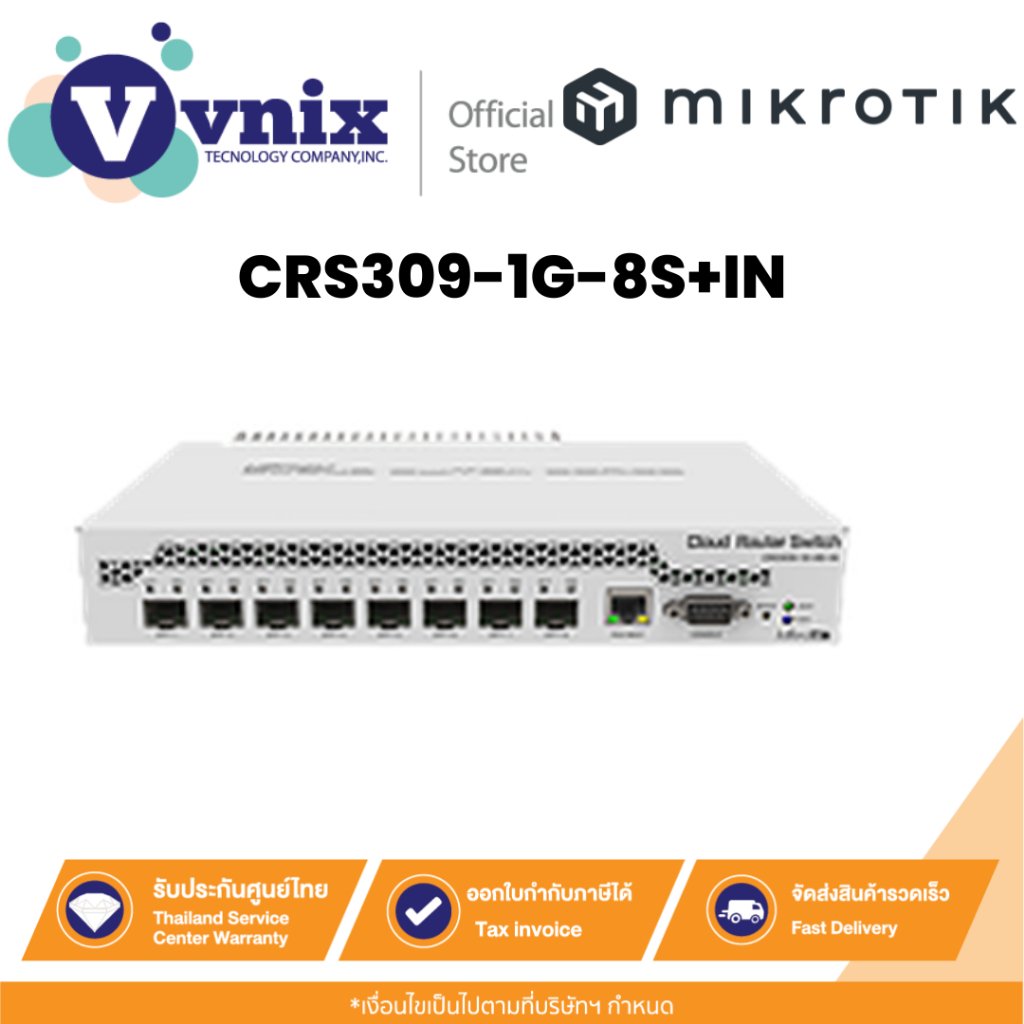 Mikrotik CRS309-1G-8S+IN Cloud Router Switch 309-1G-8S+IN with Dual core 800MHz CPU, 512MB RAM By Vn