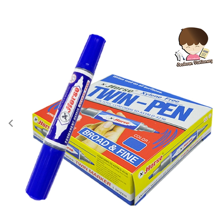 ปากกาเคมี 2 หัว ตราม้า (1x12โหล)