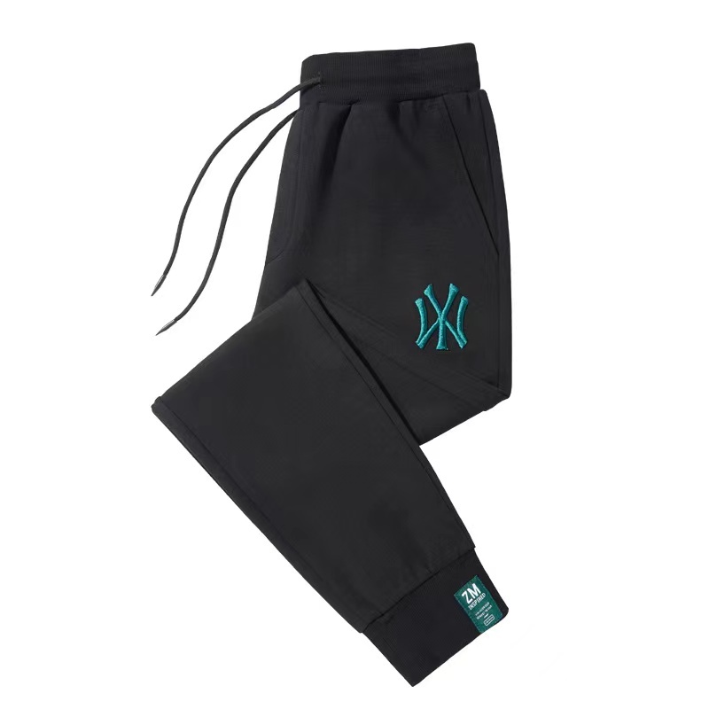 กางเกงขายาวผู้ชาย M-5XL เอวยางยืดผ้าถักกางเกงกีฬาปักหลวมสบาย ๆ
