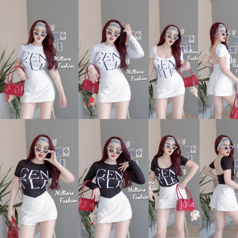 Kaidee99 บอดี้สูท คอเต่า เว้าหลัง ผ้าเรย่อน สกรีนลาย Gentle ผ้าเด้งนุ่ม ยืดหยุ่น ใส่สบาย สวยเซ็กซี่มากๆค่ะ