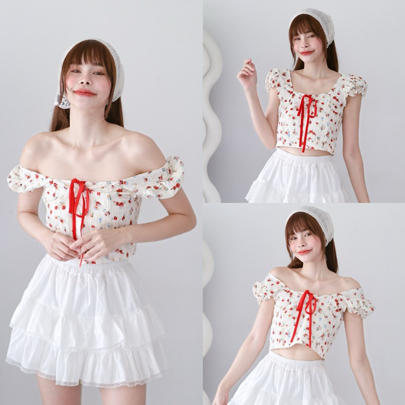 Diiz’s เสื้อแขนตุ๊กตาจิ๋ว แต่งโบว์ริบบิ้น ผ้าฉลุลาย รุ่นน้องทองประกายแสด