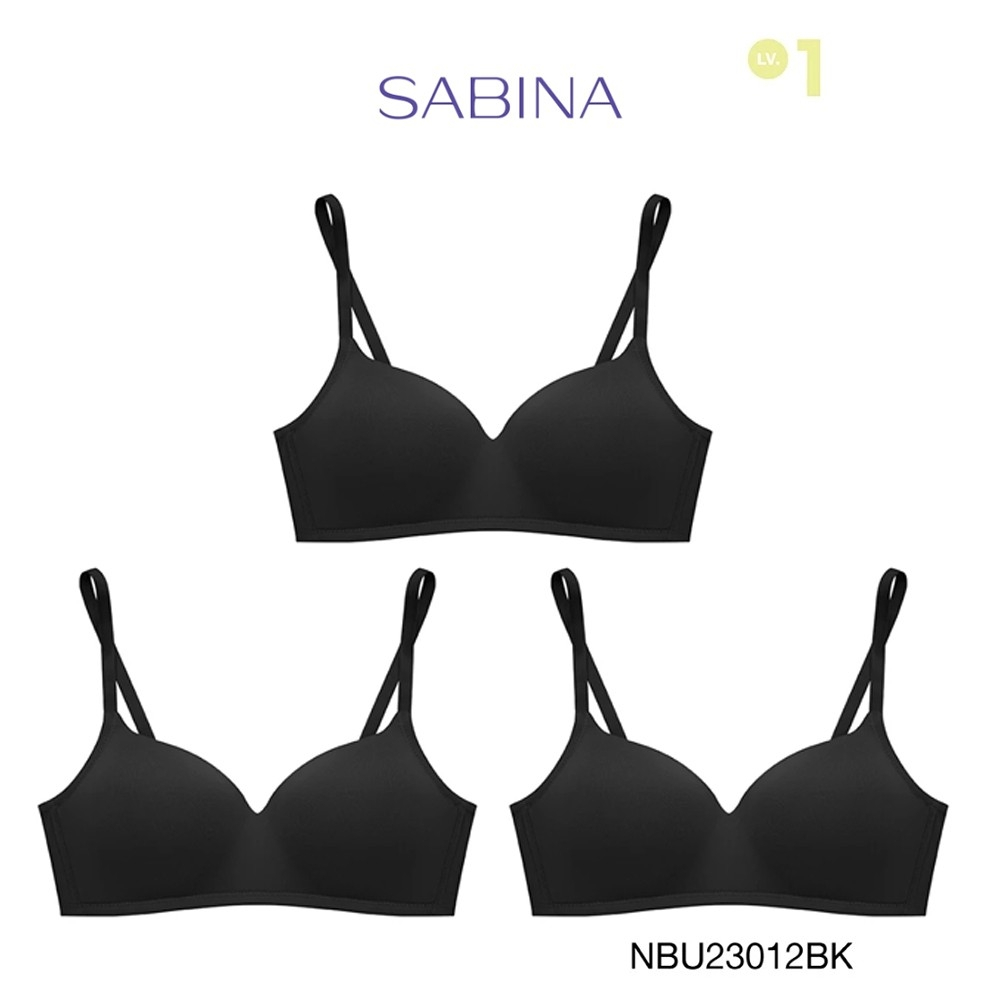 Sabina เสื้อชั้นใน (Set 3 ชิ้น) รุ่น Pretty Perfect Level 1 เสื้อชั้นใน ไร้โครง รหัส NBU23012BK - สี