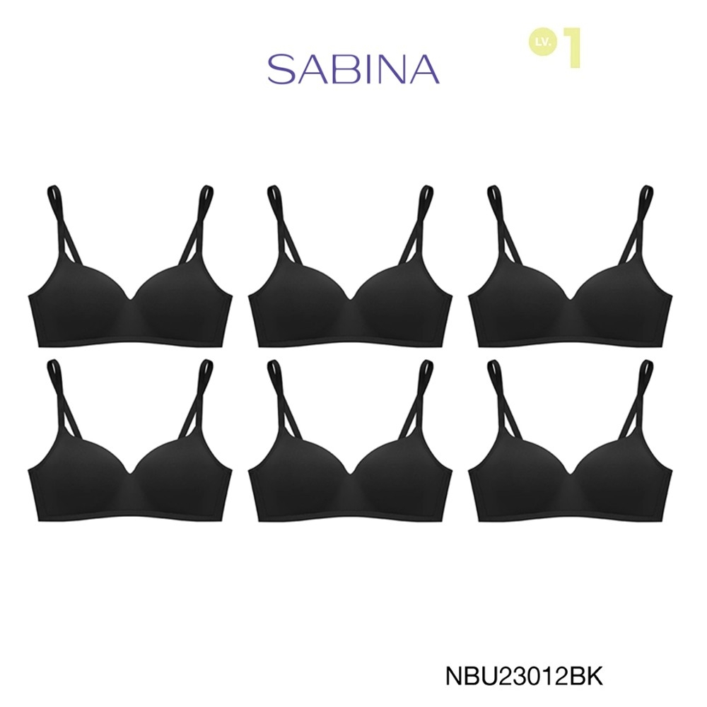 Sabina เสื้อชั้นใน (Set 6 ชิ้น) รุ่น Pretty Perfect Level 1 เสื้อชั้นใน ไร้โครง รหัส NBU23012BK - สี