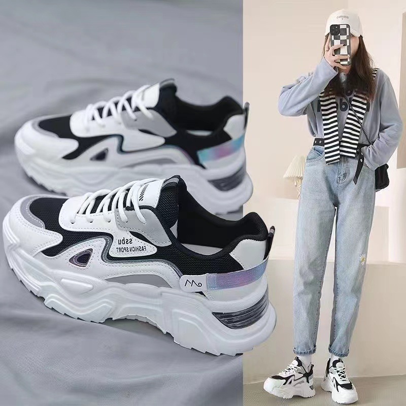 sneaker.world ⭐รุ่นใหม่ พร้อมส่ง🌈 รองเท้าผ้าใบ 3 สี แถบกากเพชรเรืองแสง งานสวยมาก