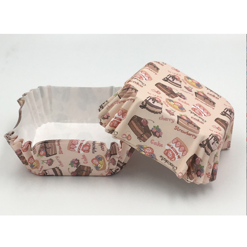 ถ้วยบราวน์นี่ ถ้วยคัพเค้ก 4.5*4.5cm กระทงบราวนี่สี่เหลี่ยม ถ้วยขนมเปี๊ยะลาวา บราวนี่ ถ้วยกระดาษอบขนม 200ใบ FD Package - รูปที่ 2