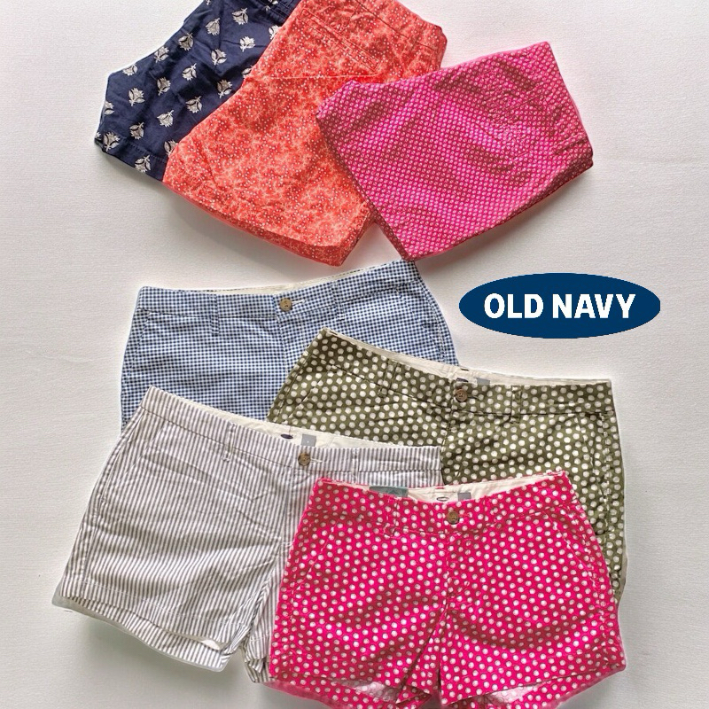 Old navy ( SH62 ) กางเกงขาสั้น ผู้หญิง มีลายมีไซส์ 100% Cotton🐌