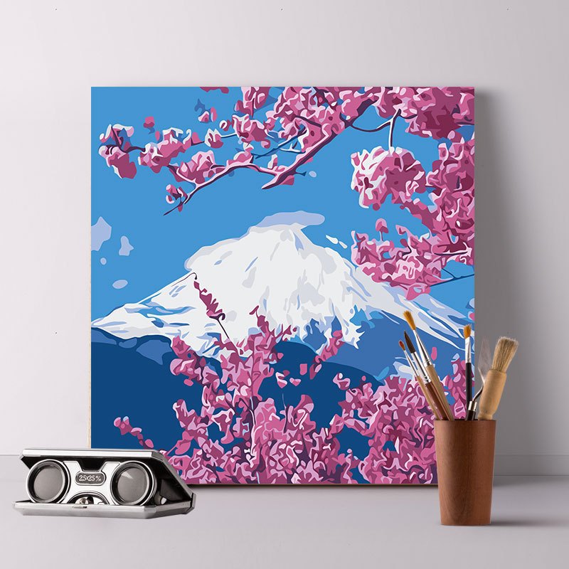 (พร้อมส่ง) ภาพระบายสีตามตัวเลข แบบขึงเฟรมไม้ ขนาด40x40cm งานศิลปะ DIY painting by numbers รหัสภาพ MB032