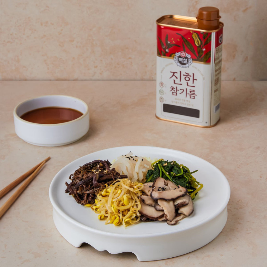 CJ Sesame Oil น้ำมันงาแท้จากเกาหลี ตรา ซีเจ สินค้าเกาหลีแท้100% น้ำมันงาคั่ว 백설 참기름 50ml,320ml,500ml - รูปที่ 4