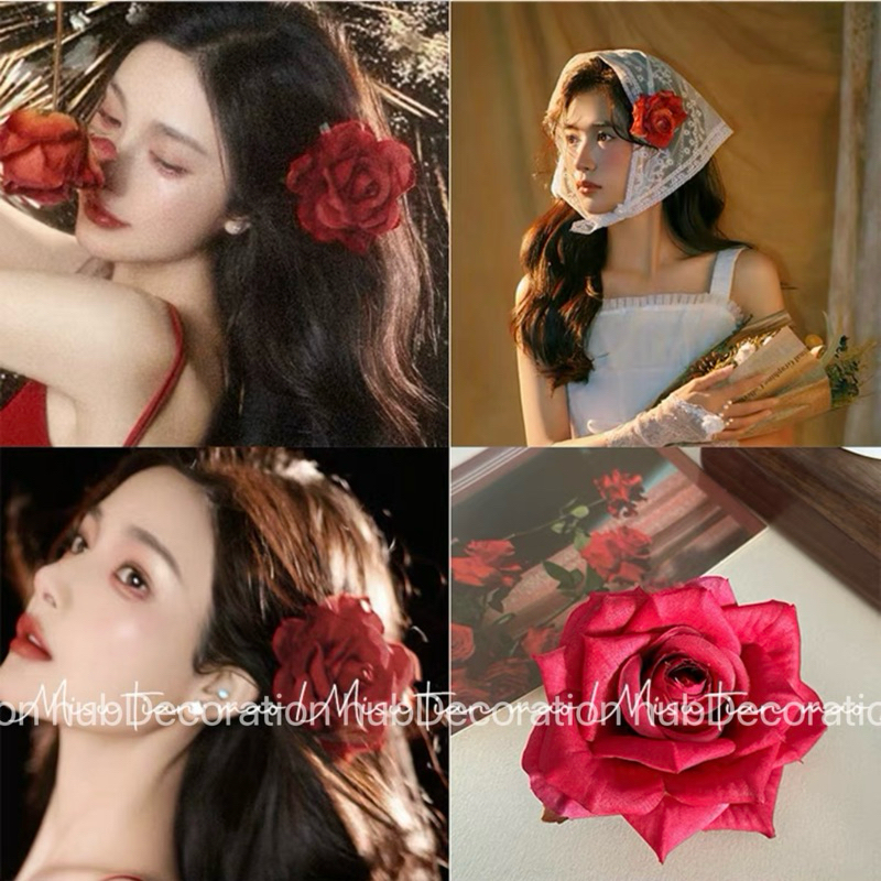 🇹🇭❗️[ส่งเร็ว] กิ๊บดอกกุหลาบแดง วันวาเลนไทน์ กิ๊บใส่ไปเดท rose hairclip