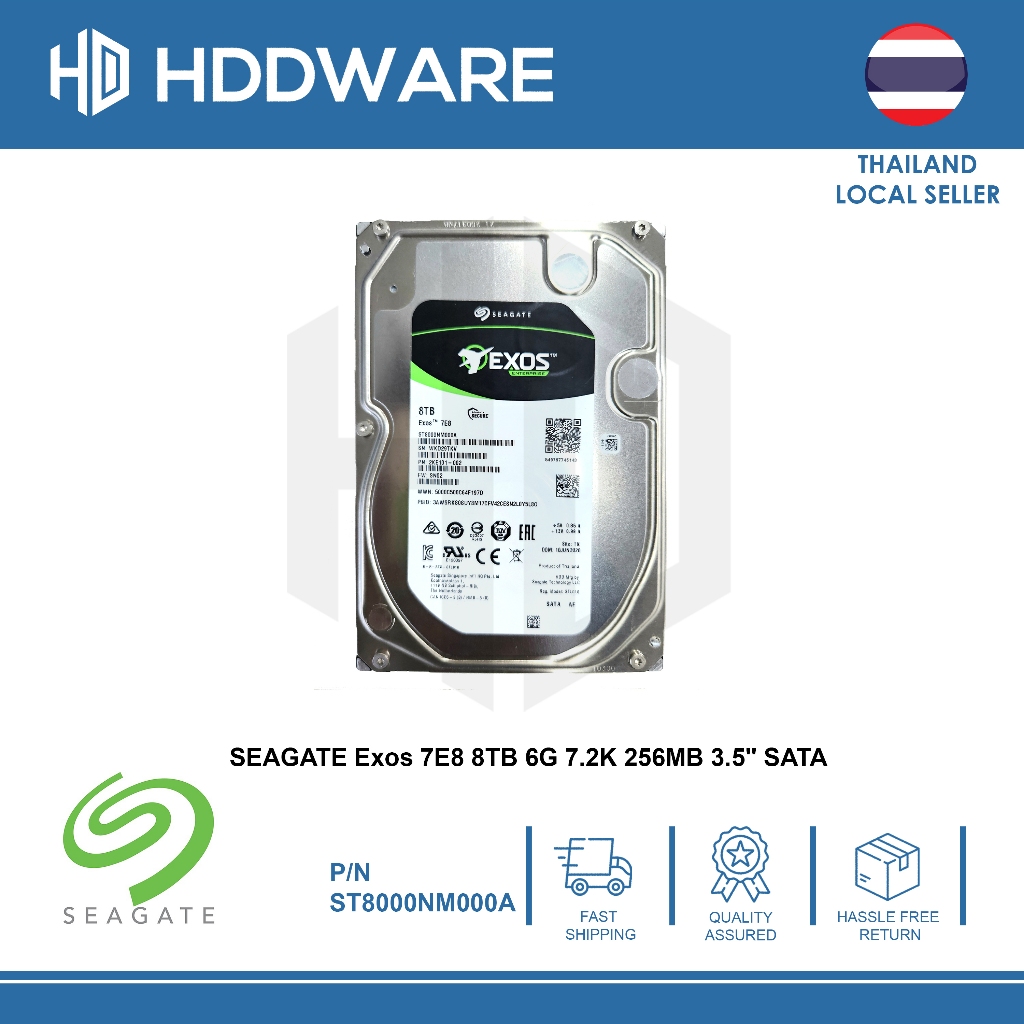 Seagate Exos 7E8 8TB 6G 7.2K 256MB 3.5" SATA // ST8000NM000A