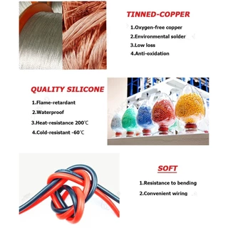 สายไฟซิลิโคน 16-18 AWG สายไฟซิลิโคน อ่อน ทนความร้อนสูง ทองแดงแท้เคลือบดีบุก [ตัดความยาวตลอด]