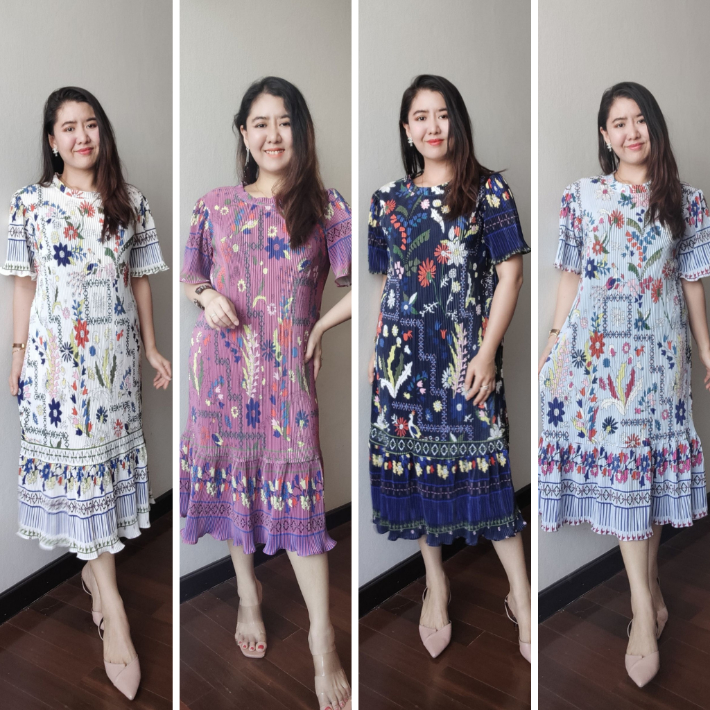 ชุดเดรสอัดพลีท เดรสสาวอวบ ผ้าอัดพลีท มีหลายแบบ พร้อมส่ง