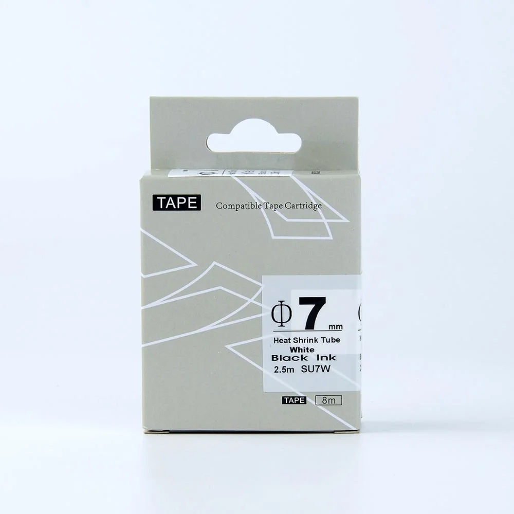 Epson เทปมาร์คสายไฟ ท่อหดความร้อน AU-7W ( SU-7W ) 7 มม. พื้นสีขาวอักษรสีดำ LK-4WBA7 - รูปที่ 2