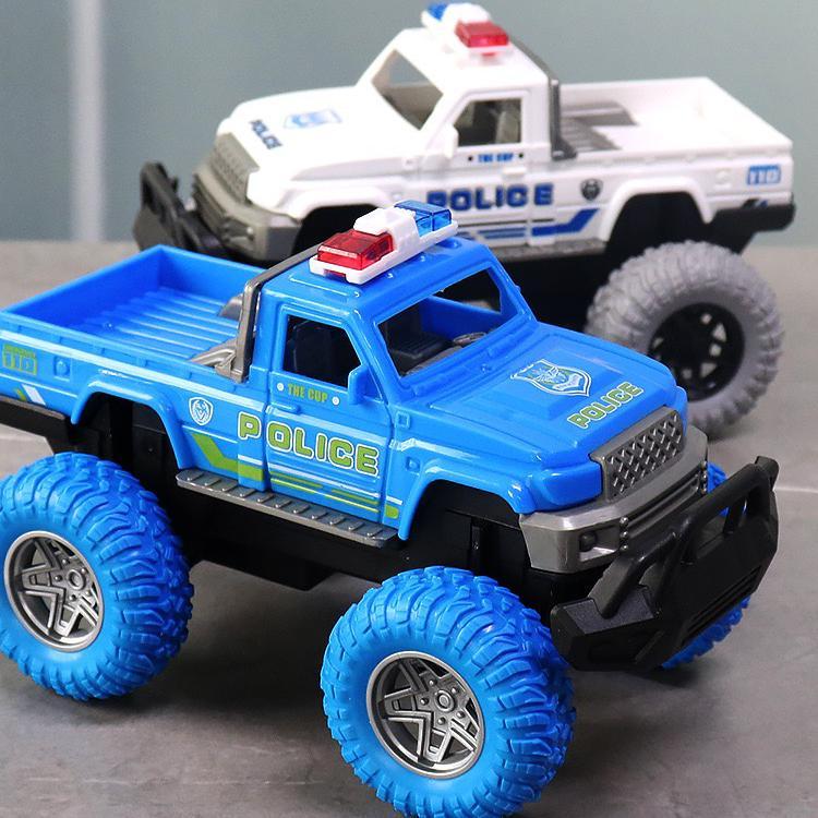 [พร้อมส่ง]รถบิ๊กฟุตของเล่นสำหรับเด็ก โมเดลรถตํารวจ รถบรรทุกตํารวจ ล้อขนาดใหญ่ หลบสิ่งกีดขวาง