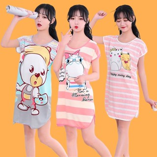 ชุดนอนกระโปรงผู้หญิง ชุดนอนแบบกระโปรง แขนสั้น การ์ตูนน่ารัก …