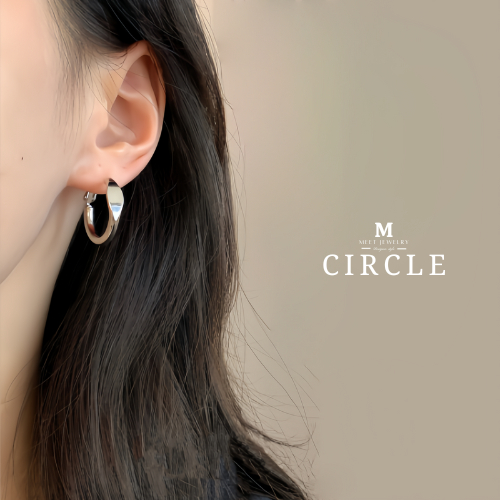 MEET💕ต่างหูเงิน Circle ต่างหูแฟชั่น ต่างหูห่วง ตุ้มหูเงินแท้925 ต่างหูผู้หญิง ต่างหูเกาหลี ต่างหู