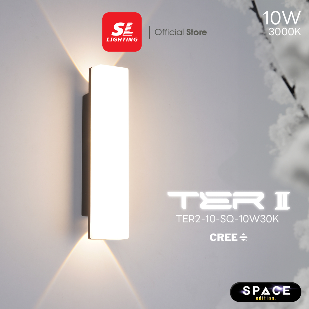 SL LIGHTING | Outer Space โคมไฟติดผนังภายนอก LED 10W 3000K วัสดุ Aluminium | PC ทรงสี่เหลี่ยมแนวตั้ง รุ่นTER2-10-SQ-10W
